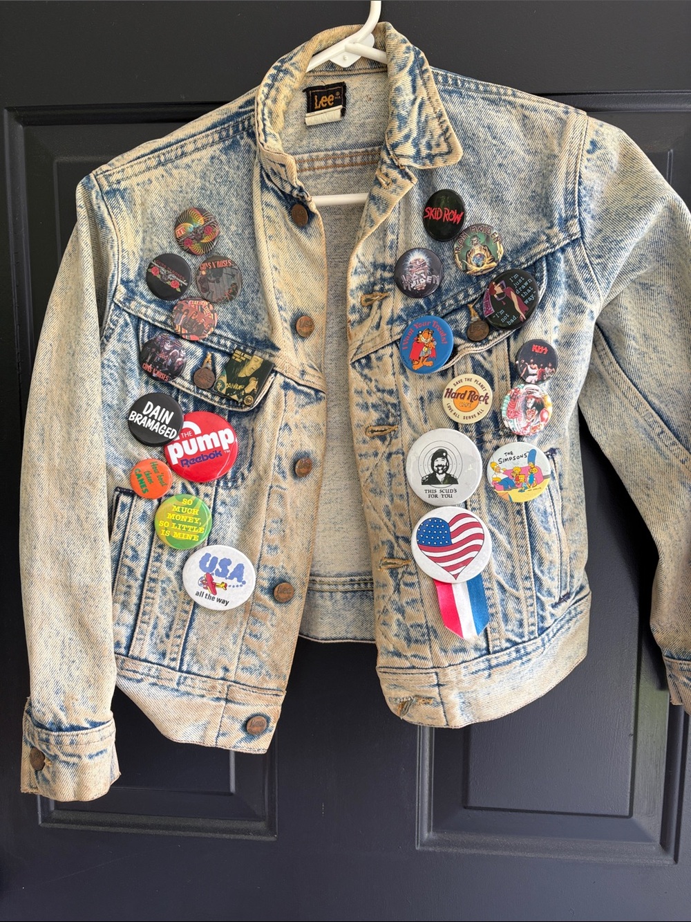 Lee Acid Wash Denim Jacket with Pins - Light Blue vintage with pins
